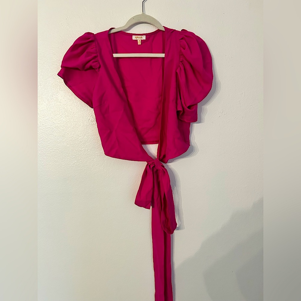 Pink crop tie top